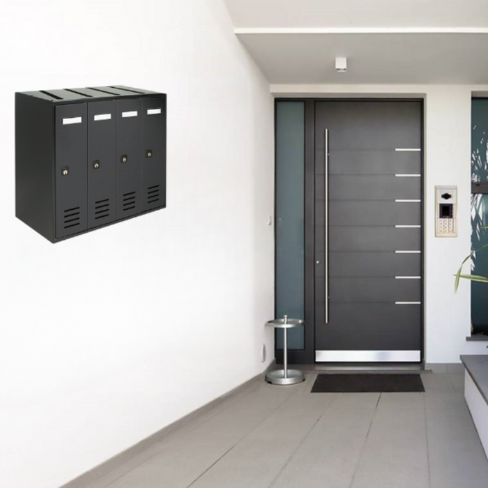 ALUBOX CUBO Cassette Postali Condominiali 4 Posti 38,5X43X25 Cm In Lamiera Zincata Cassetta Postale Condominiale Verticale Da Interno Ed Esterno Protetto COLORE: ANTRACITE