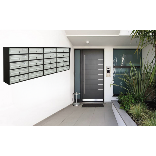 ALUBOX SLIM Cassette Postali Condominiali 20 Posti 63X154,5X30 Cm In Lamiera Zincata E Alluminio Cassetta Postale Da Esterno Condominiale Sistema Anti Prelievo Resistente All'Acqua