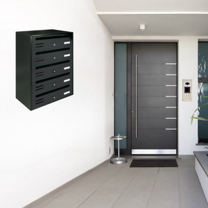 ALUBOX CUBO Cassette Postali Condominiali 5 Posti 53X38,5X25 Cm In Lamiera Zincata Cassetta Postale Condominiale Orizzontale Da Esterno E Interno Protetto COLORE: ANTRACITE