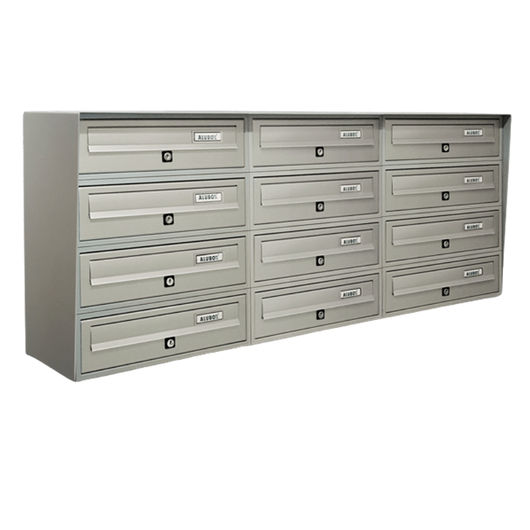 ALUBOX SLIM Cassette Postali Condominiali 12 Posti 50X116X30 Cm In Lamiera Zincata E Alluminio Cassetta Postale Da Esterno Condominiale Con Sistema Anti Prelievo