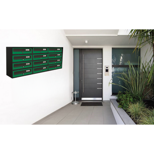 ALUBOX SLIM Cassette Postali Condominiali 12 Posti 50X116X30 Cm In Lamiera Zincata E Alluminio Cassetta Postale Da Esterno Condominiale Con Sistema Anti Prelievo