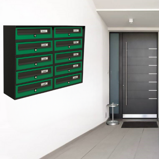 ALUBOX SLIM Cassette Postali Condominiali 10 Posti 63X77,5X30 Cm In Lamiera Zincata E Alluminio Cassetta Postale Da Esterno Condominiale Con Sistema Anti Prelievo