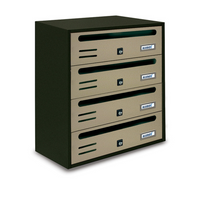 ALUBOX CUBO Cassette Postali Condominiali 4 Posti 43X38,5X25 Cm In Lamiera Zincata Cassetta Postale Condominiale Orizzontale Da Interno Ed Esterno Protetto COLORE: ANTRACITE E SPORTELLI SABBIA