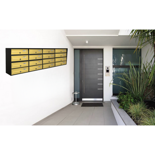 ALUBOX SLIM Cassette Postali Condominiali 16 Posti 50X154,5X30 Cm In Lamiera Zincata E Alluminio Cassetta Postale Da Esterno Condominiale Sistema Anti Prelievo Resistente All'Acqua