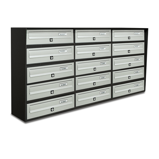 ALUBOX SLIM Cassette Postali Condominiali 15 Posti 62,8X116X30 Cm In Lamiera Zincata E Alluminio Cassetta Postale Da Esterno Condominiale Sistema Anti Prelievo Resistente All'Acqua