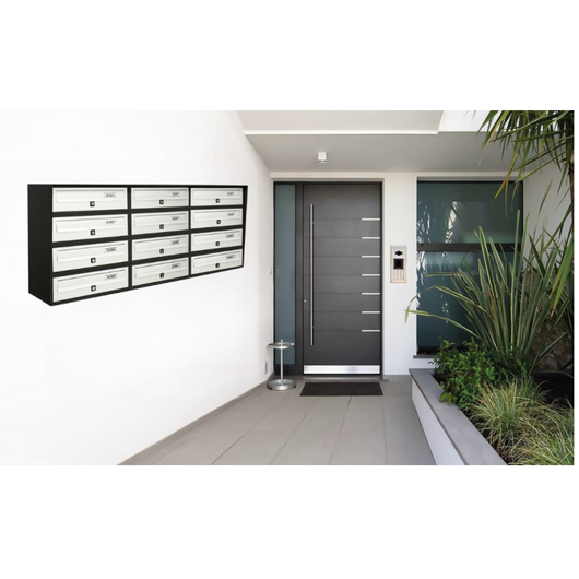 ALUBOX SLIM Cassette Postali Condominiali 12 Posti 50X116X30 Cm In Lamiera Zincata E Alluminio Cassetta Postale Da Esterno Condominiale Con Sistema Anti Prelievo