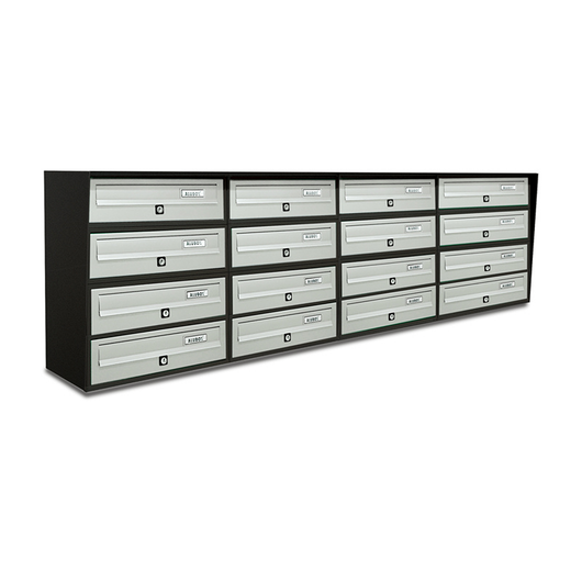 ALUBOX SLIM Cassette Postali Condominiali 16 Posti 50X154,5X30 Cm In Lamiera Zincata E Alluminio Cassetta Postale Da Esterno Condominiale Sistema Anti Prelievo Resistente All'Acqua