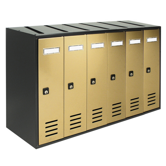 ALUBOX CUBO Cassette Postali Condominiali 6 Posti CUBO 38,5X63X25 Cm In Lamiera Zincata Cassetta Postale Condominiale Verticale Da Esterno E Interno Protetto COLORE: ANTRACITE E SPORTELLI ORO