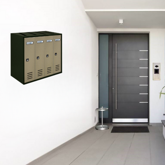 ALUBOX CUBO Cassette Postali Condominiali 4 Posti 38,5X43X25 Cm In Lamiera Zincata Cassetta Postale Condominiale Verticale Da Interno Ed Esterno Protetto COLORE: ANTRACITE E SPORTELLI SABBIA