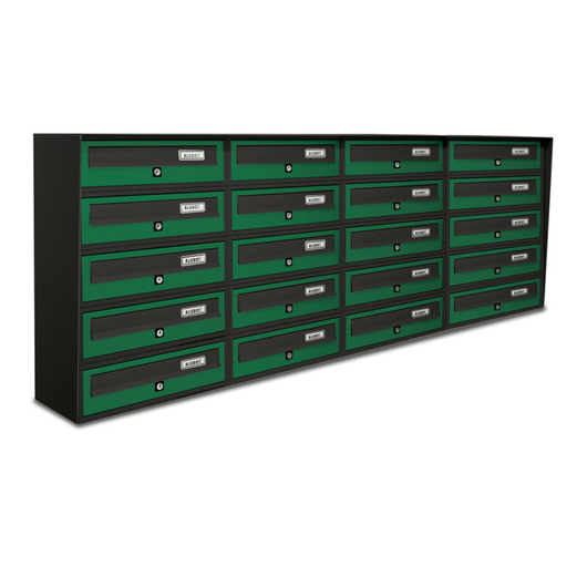 ALUBOX SLIM Cassette Postali Condominiali 20 Posti 63X154,5X30 Cm In Lamiera Zincata E Alluminio Cassetta Postale Da Esterno Condominiale Sistema Anti Prelievo Resistente All'Acqua