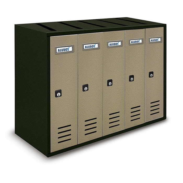 ALUBOX CUBO Cassette Postali Condominiali 5 Posti 38,5X53X25 Cm In Lamiera Zincata Cassetta Postale Condominiale Verticale Da Esterno E Interno Protetto COLORE: ANTRACITE E SPORTELLI SABBIA