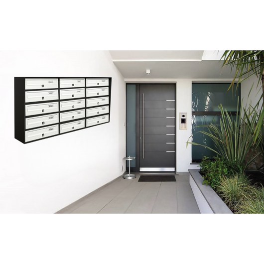ALUBOX SLIM Cassette Postali Condominiali 15 Posti 62,8X116X30 Cm In Lamiera Zincata E Alluminio Cassetta Postale Da Esterno Condominiale Sistema Anti Prelievo Resistente All'Acqua