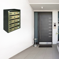 ALUBOX CUBO Cassette Postali Condominiali 5 Posti 53X38,5X25 Cm In Lamiera Zincata Cassetta Postale Condominiale Orizzontale Da Esterno E Interno Protetto COLORE: ANTRACITE E SPORTELLI BRONZO ANTICO
