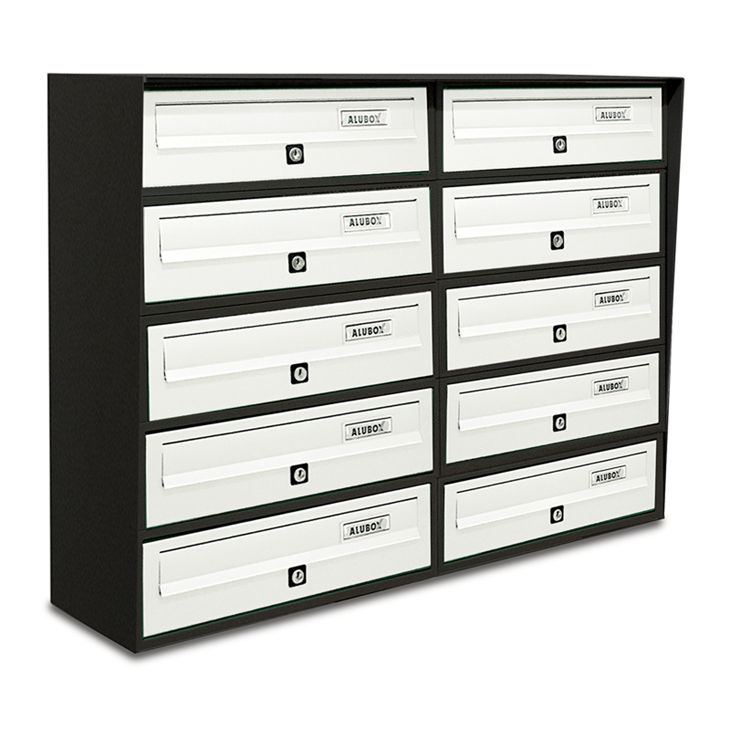 ALUBOX SLIM Cassette Postali Condominiali 10 Posti 63X77,5X30 Cm In Lamiera Zincata E Alluminio Cassetta Postale Da Esterno Condominiale Con Sistema Anti Prelievo