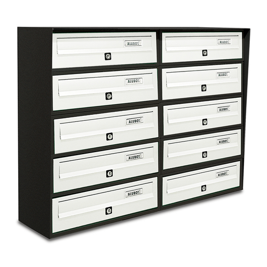 ALUBOX SLIM Cassette Postali Condominiali 10 Posti 63X77,5X30 Cm In Lamiera Zincata E Alluminio Cassetta Postale Da Esterno Condominiale Con Sistema Anti Prelievo
