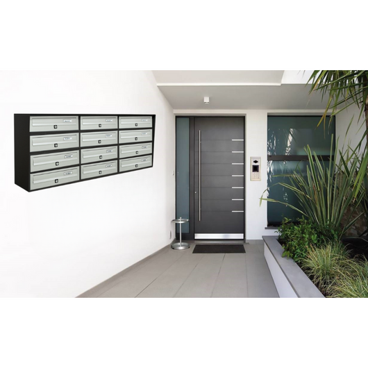 ALUBOX SLIM Cassette Postali Condominiali 12 Posti 50X116X30 Cm In Lamiera Zincata E Alluminio Cassetta Postale Da Esterno Condominiale Con Sistema Anti Prelievo