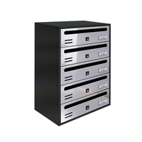 ALUBOX CUBO Cassette Postali Condominiali 5 Posti 53X38,5X25 Cm In Lamiera Zincata Cassetta Postale Condominiale Orizzontale Da Esterno E Interno Protetto COLORE: ANTRACITE E SPORTELLI INOX SPECCHIATO