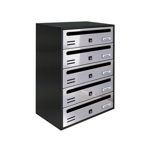 ALUBOX CUBO Cassette Postali Condominiali 5 Posti 53X38,5X25 Cm In Lamiera Zincata Cassetta Postale Condominiale Orizzontale Da Esterno E Interno Protetto COLORE: ANTRACITE E SPORTELLI INOX SPECCHIATO