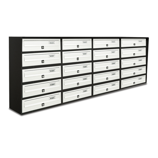 ALUBOX SLIM Cassette Postali Condominiali 20 Posti 63X154,5X30 Cm In Lamiera Zincata E Alluminio Cassetta Postale Da Esterno Condominiale Sistema Anti Prelievo Resistente All'Acqua