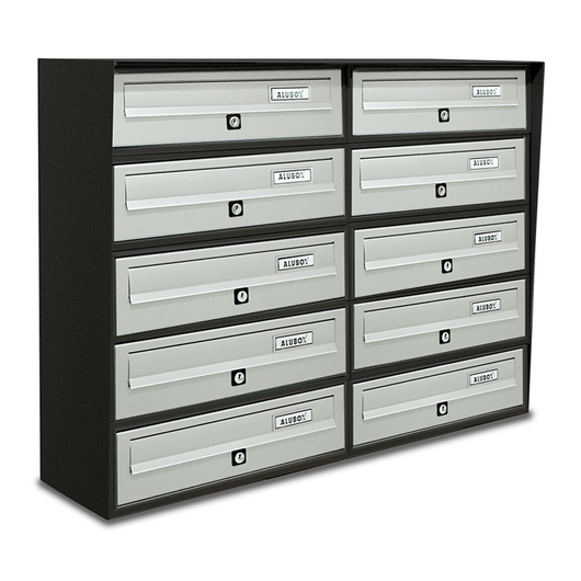 ALUBOX SLIM Cassette Postali Condominiali 10 Posti 63X77,5X30 Cm In Lamiera Zincata E Alluminio Cassetta Postale Da Esterno Condominiale Con Sistema Anti Prelievo