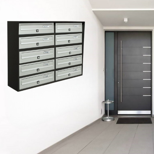 ALUBOX SLIM Cassette Postali Condominiali 10 Posti 63X77,5X30 Cm In Lamiera Zincata E Alluminio Cassetta Postale Da Esterno Condominiale Con Sistema Anti Prelievo