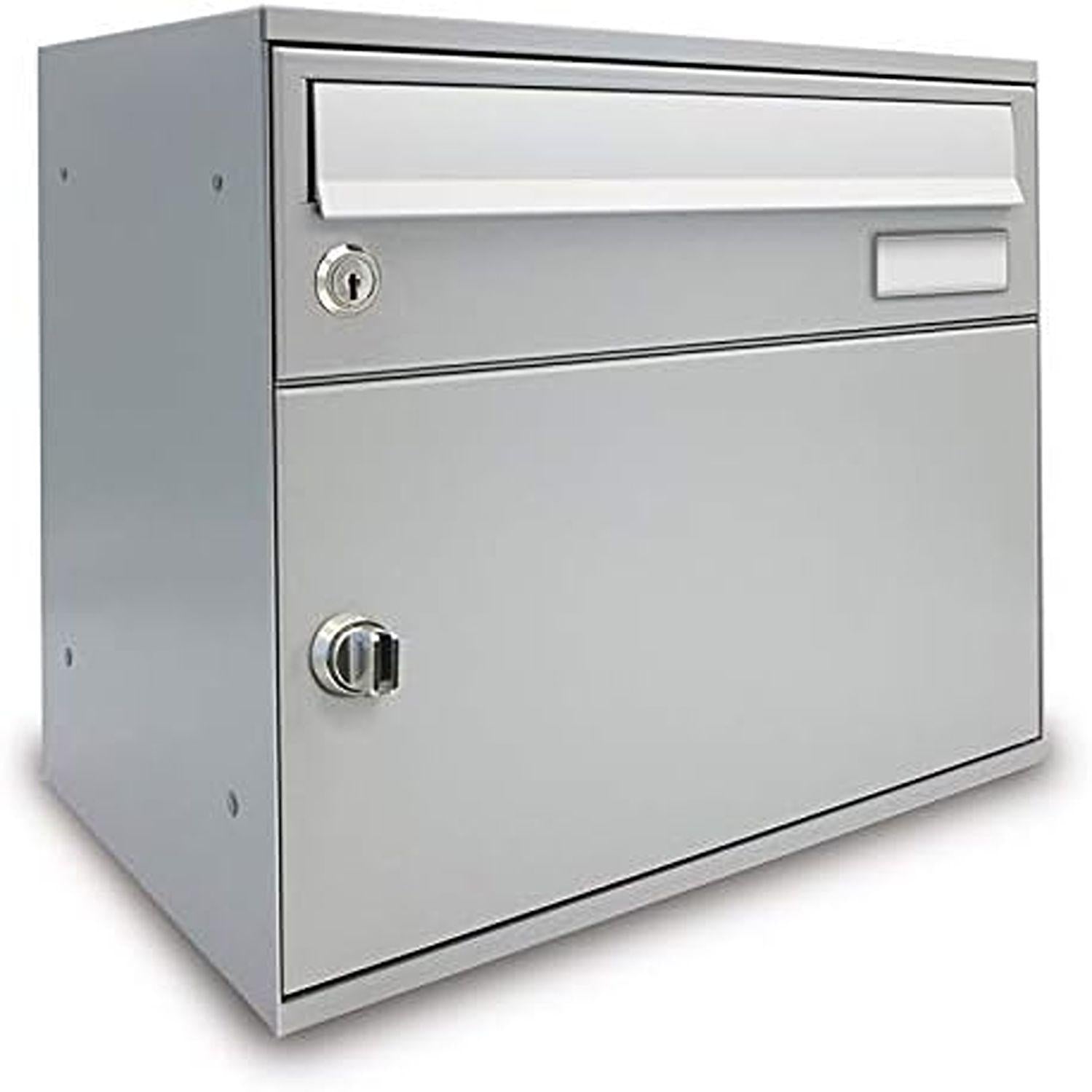 ALUBOX EASYBOX Cassetta Posta Con Vano Portapacchi Con Serratura Pblock Cassetta Postale Da Esterno 33X40X27 Cm In Lamiera Zincata E Sportello In Profilato Di Alluminio Personalizzabile COLORE: ARGENTO