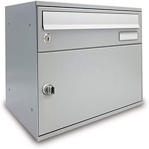 ALUBOX EASYBOX Cassetta Posta Con Vano Portapacchi Con Serratura Pblock Cassetta Postale Da Esterno 33X40X27 Cm In Lamiera Zincata E Sportello In Profilato Di Alluminio Personalizzabile COLORE: ARGENTO