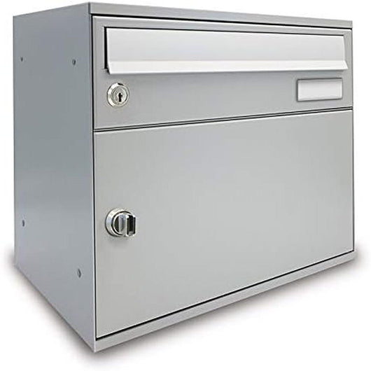 ALUBOX EASYBOX Cassetta Posta Con Vano Portapacchi Con Serratura Pblock Cassetta Postale Da Esterno 33X40X27 Cm In Lamiera Zincata E Sportello In Profilato Di Alluminio Personalizzabile COLORE: ARGENTO