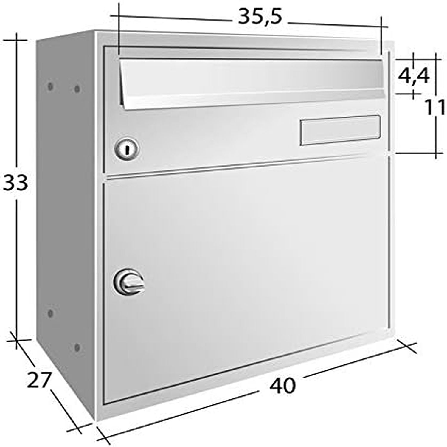 ALUBOX EASYBOX Cassetta Posta Con Vano Portapacchi Con Serratura Pblock Cassetta Postale Da Esterno 33X40X27 Cm In Lamiera Zincata E Sportello In Profilato Di Alluminio Personalizzabile COLORE: ANTRACITE