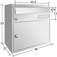 ALUBOX EASYBOX Cassetta Posta Con Vano Portapacchi Con Serratura Pblock Cassetta Postale Da Esterno 33X40X27 Cm In Lamiera Zincata E Sportello In Profilato Di Alluminio Personalizzabile COLORE: ARGENTO