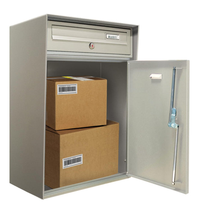 ALUBOX MODULAR LP Cassetta Posta Con Vano Portapacchi Cassetta Postale Singola 63X39X30 Cm Formato Rivista A4 Cassetta Postale Da Esterno Sportello In Alluminio Sistema Anti Prelievo