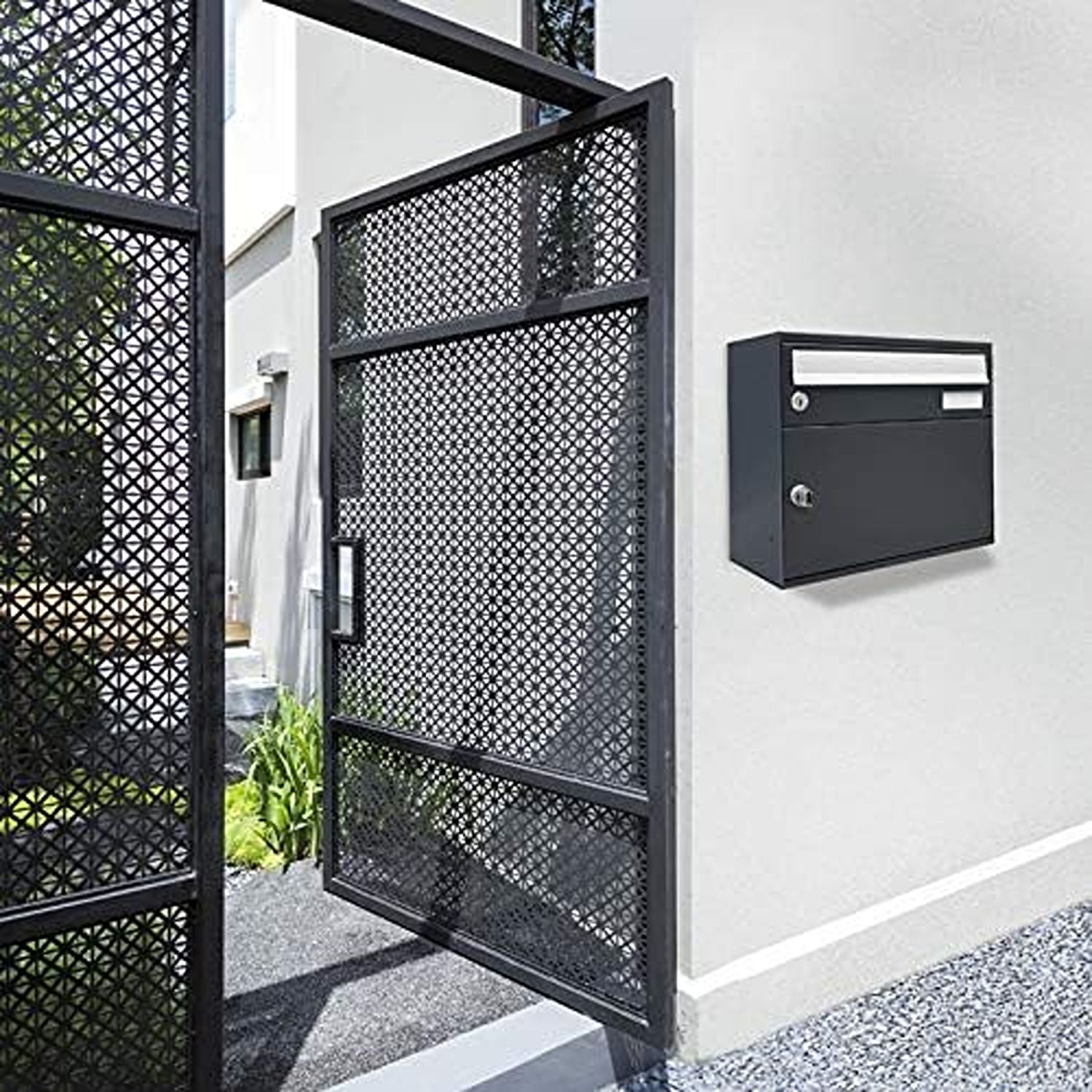 ALUBOX EASYBOX Cassetta Posta Con Vano Portapacchi Con Serratura Pblock Cassetta Postale Da Esterno 33X40X27 Cm In Lamiera Zincata E Sportello In Profilato Di Alluminio Personalizzabile COLORE: ANTRACITE