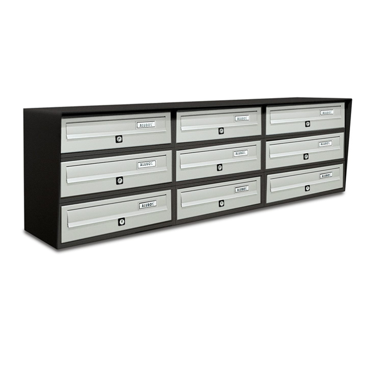 ALUBOX SLIM Cassette Postali Condominiali 9 Posti 37,8X116X30 Cm In Lamiera Zincata E Alluminio Cassetta Postale Da Esterno Condominiale Con Sistema Anti Prelievo
