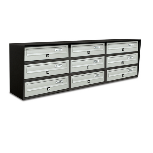 ALUBOX SLIM Cassette Postali Condominiali 9 Posti 37,8X116X30 Cm In Lamiera Zincata E Alluminio Cassetta Postale Da Esterno Condominiale Con Sistema Anti Prelievo