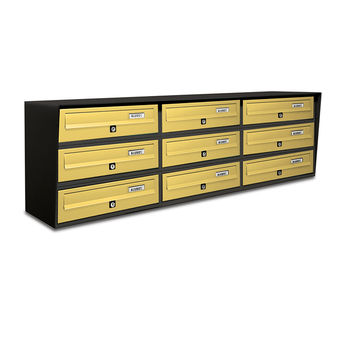 ALUBOX SLIM Cassette Postali Condominiali 9 Posti 37,8X116X30 Cm In Lamiera Zincata E Alluminio Cassetta Postale Da Esterno Condominiale Con Sistema Anti Prelievo