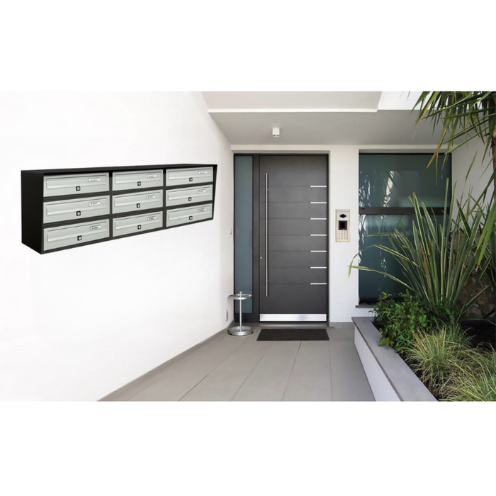 ALUBOX SLIM Cassette Postali Condominiali 9 Posti 37,8X116X30 Cm In Lamiera Zincata E Alluminio Cassetta Postale Da Esterno Condominiale Con Sistema Anti Prelievo