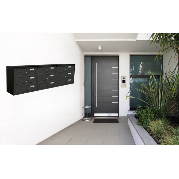 ALUBOX SLIM Cassette Postali Condominiali 9 Posti 37,8X116X30 Cm In Lamiera Zincata E Alluminio Cassetta Postale Da Esterno Condominiale Con Sistema Anti Prelievo