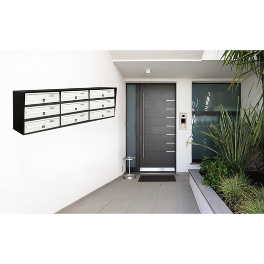 ALUBOX SLIM Cassette Postali Condominiali 9 Posti 37,8X116X30 Cm In Lamiera Zincata E Alluminio Cassetta Postale Da Esterno Condominiale Con Sistema Anti Prelievo