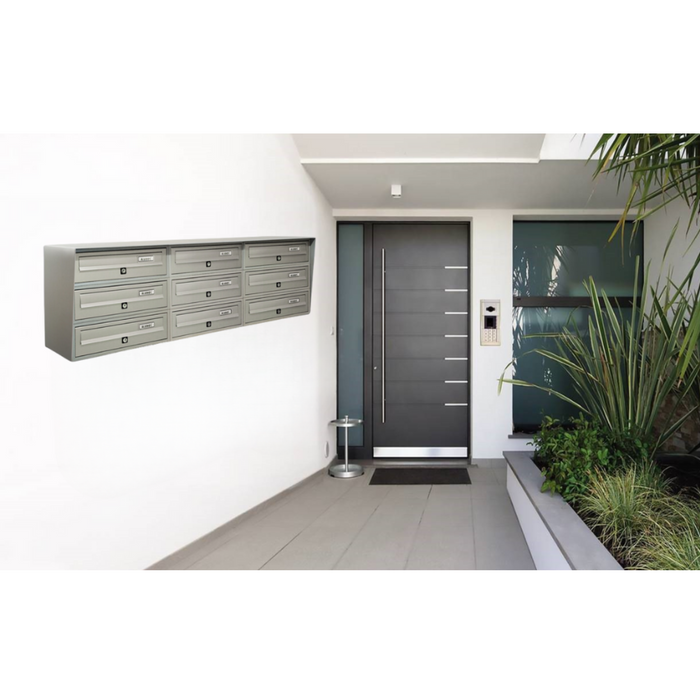 ALUBOX SLIM Cassette Postali Condominiali 9 Posti 37,8X116X30 Cm In Lamiera Zincata E Alluminio Cassetta Postale Da Esterno Condominiale Con Sistema Anti Prelievo