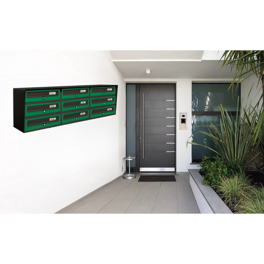ALUBOX SLIM Cassette Postali Condominiali 9 Posti 37,8X116X30 Cm In Lamiera Zincata E Alluminio Cassetta Postale Da Esterno Condominiale Con Sistema Anti Prelievo