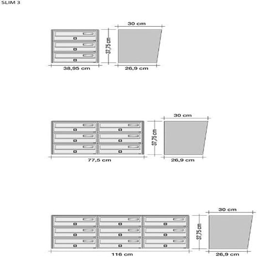 ALUBOX SLIM Cassette Postali Condominiali 9 Posti 37,8X116X30 Cm In Lamiera Zincata E Alluminio Cassetta Postale Da Esterno Condominiale Con Sistema Anti Prelievo