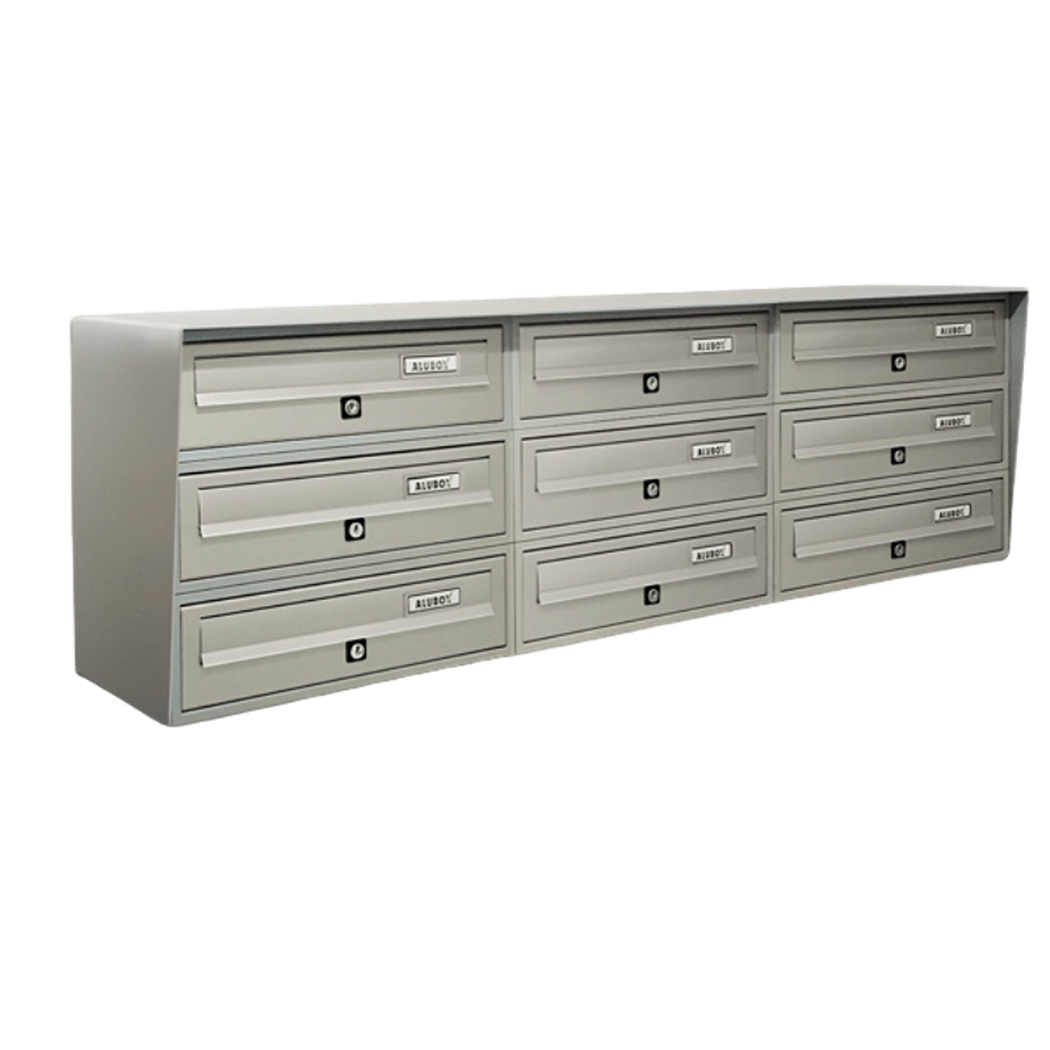 ALUBOX SLIM Cassette Postali Condominiali 9 Posti 37,8X116X30 Cm In Lamiera Zincata E Alluminio Cassetta Postale Da Esterno Condominiale Con Sistema Anti Prelievo