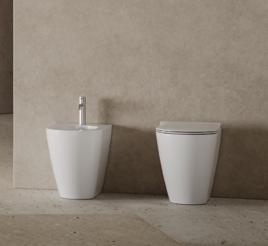 Vaso filomuro traslato con sistema Vortex - Centrica - Hatria Colori Hatria Sanitari: Indaco lucido