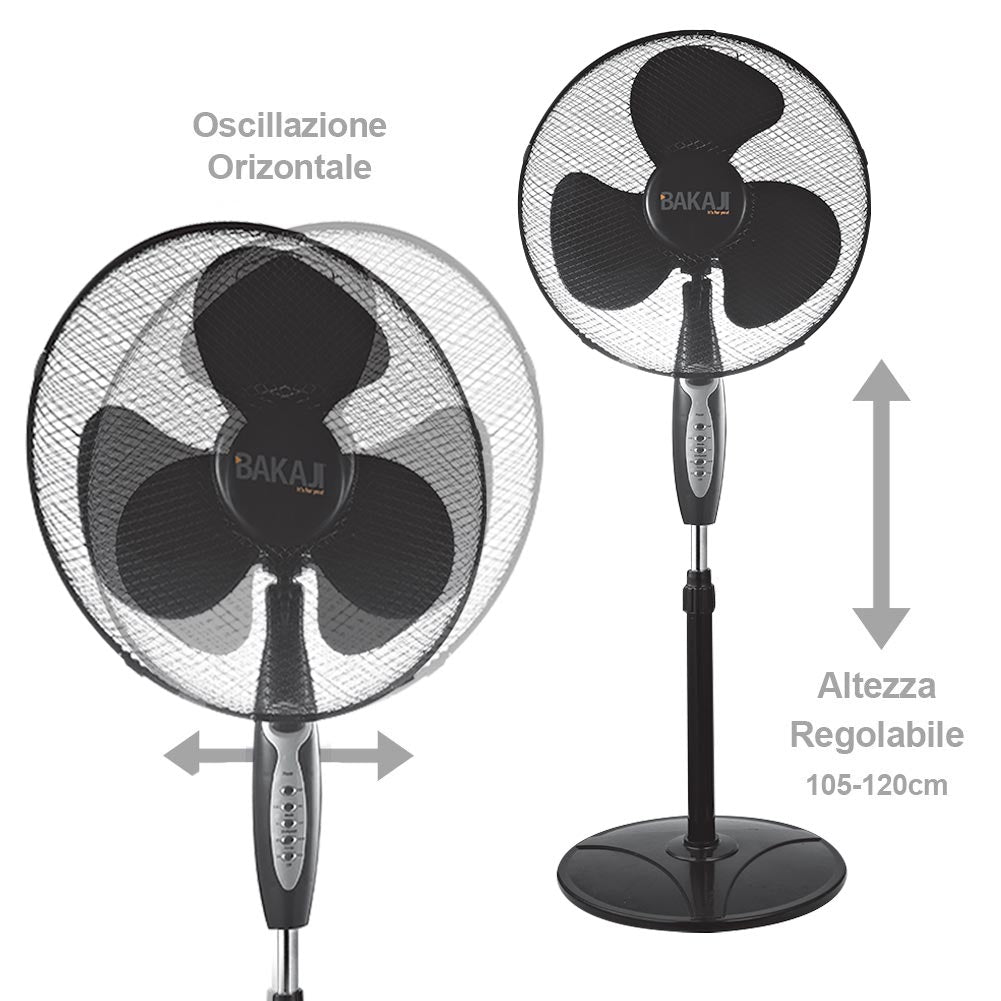 Ventilatore Colonna Piantana 45W 40cm 3 Velocità Telecomando Timer Regolabile