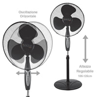 Ventilatore Colonna Piantana 45W 40cm 3 Velocità Telecomando Timer Regolabile