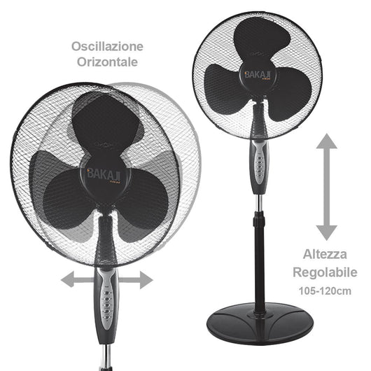 Ventilatore Colonna Piantana 45W 40cm 3 Velocità Telecomando Timer Regolabile