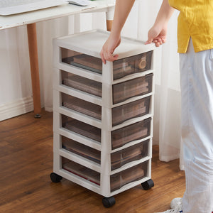 Cassettiera Carrello Salvaspazio 6 Cassetti Trasparenti in Polipropilene 4 ruote