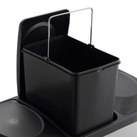 Pattumiera Raccolta Differenziata Acciaio 45LT 3 Scomparti con Pedale Silver Nero
