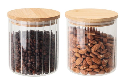 MA MAISON 1 BARATTOLO DA CUCINA IN VETRO CON CPERCHIO IN LEGNO A CHIUSURA ERMETICA 11X12H CM FANTASIA ASSORTITA