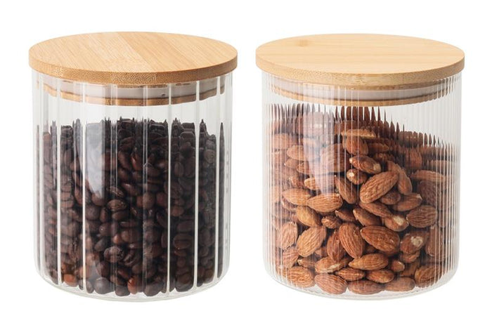 MA MAISON 1 BARATTOLO DA CUCINA IN VETRO CON CPERCHIO IN LEGNO A CHIUSURA ERMETICA 11X12H CM FANTASIA ASSORTITA